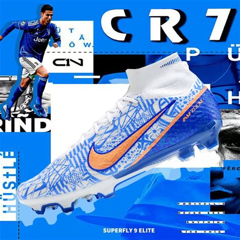 NIKE Cristiano Ronaldo World Cup Limited Blue and White Porcelain Football Shoes Mercurial ...