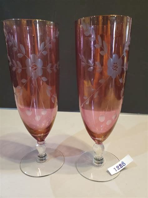 2 Pink Crystal Glasses