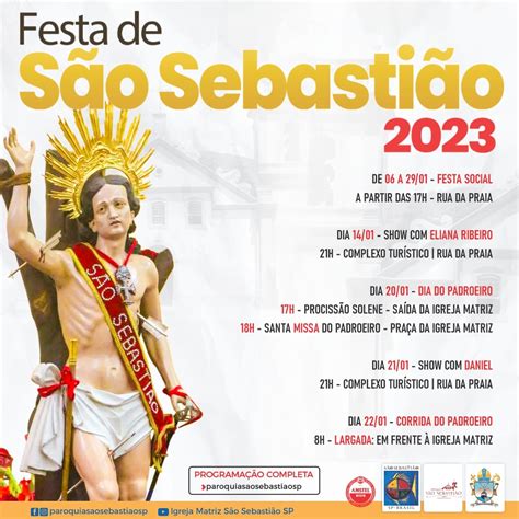 Festa do Padroeiro de São Sebastião tem ampla programação de 6 a 29 de