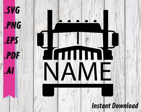 Semi Truck Name Svg Custom Truck Driver Monogram Clipart Etsy Truck