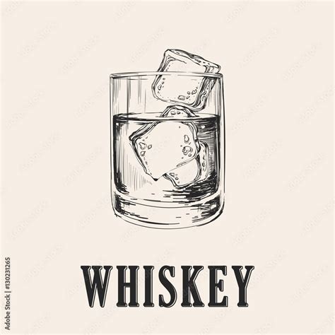 Whiskey Glass Hand Drawn Drink Vector Illustration Stock Vector