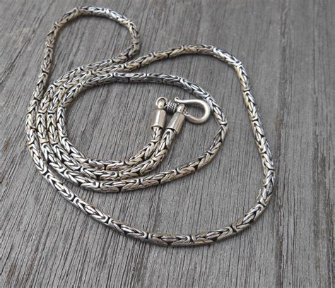 Balinese Chain Collier Solide En Argent Sterling Argent 925 Etsy France