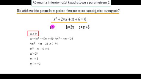 Równania kwadratowe z parametrem 2 YouTube