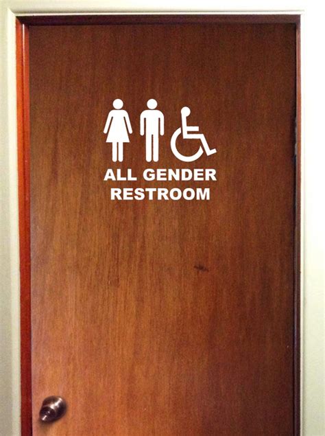 All Gender Restroom Door Sign Vinyl Decal Sticker Bathroom 10 X 9