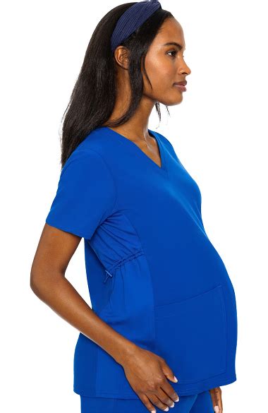 Med Couture Womens Maternity 4 Way Stretch V Neck Solid Scrub Top