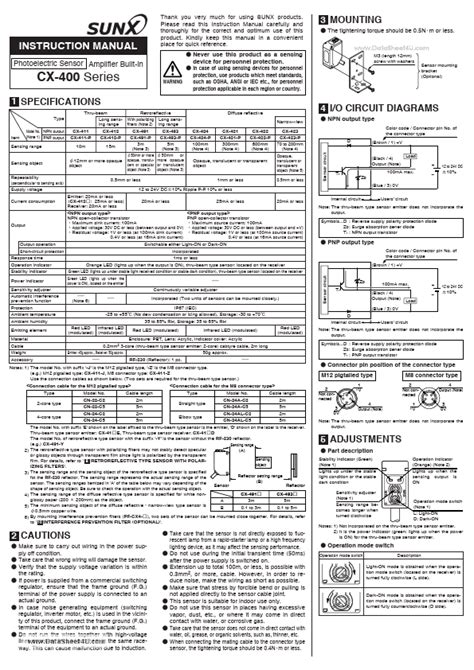 Cx Datasheet Pdf Stock And Price Sunx Sensor Distributor