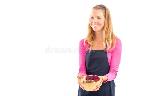 Young Woman Holding Raw Vegan Healthy Food Raw Food Concept Bamboo