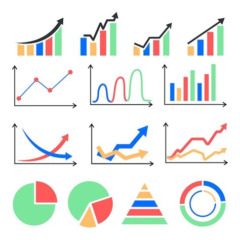 Un conjunto de gráficos gráficos en crecimiento cuadros vector