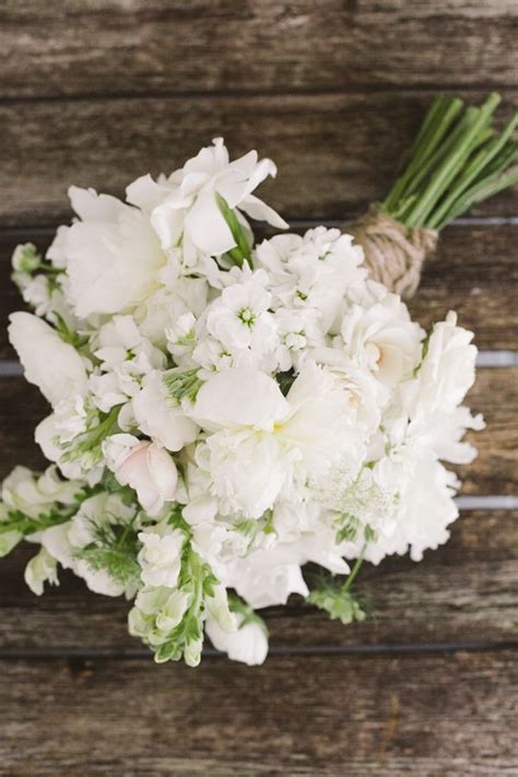 White Snapdragon And Garden Rose Bouquet With Burlap Wrap Pretty