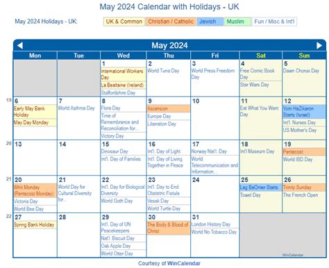 May 2024 Calendar With Holidays Uk Ginny Filippa