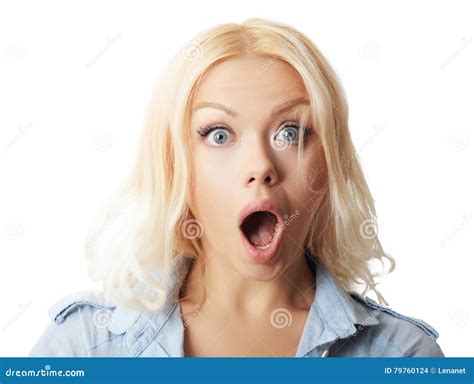 Femme blonde choquée photo stock Image of beauté excitation