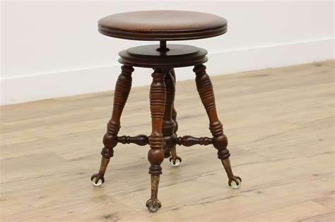 Victorian Antique Swivel Adjustable Piano Stool Holtzman