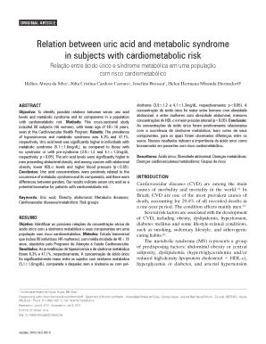 Fillable Online Apps Einstein Relation Between Uric Acid And Metabolic