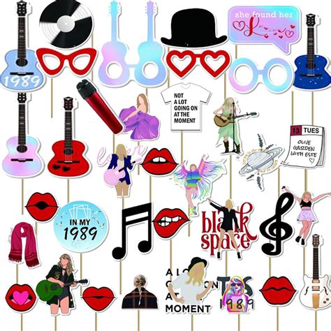 Tshuau 36Pcs Singer Photo Booth Singer Party Decorations Singer Party