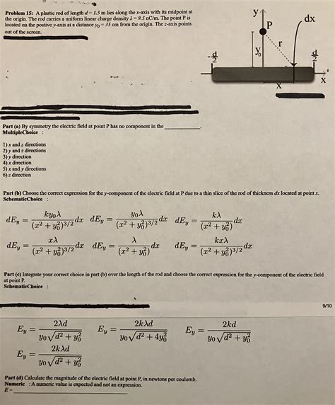 Solved Problem 15 A Plastic Rod Of Length D 1 5 M Lies Chegg