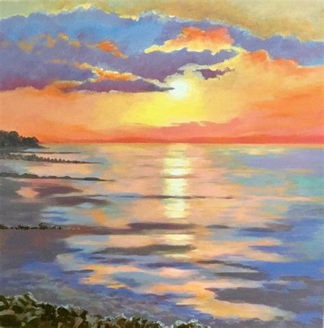 Buy Evening Sunset Along The Coast Acrylic Painting By Sandra Francis