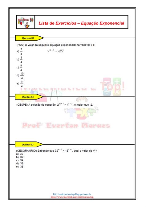 Equação Exponencial Exercicios Pdf Fdplearn