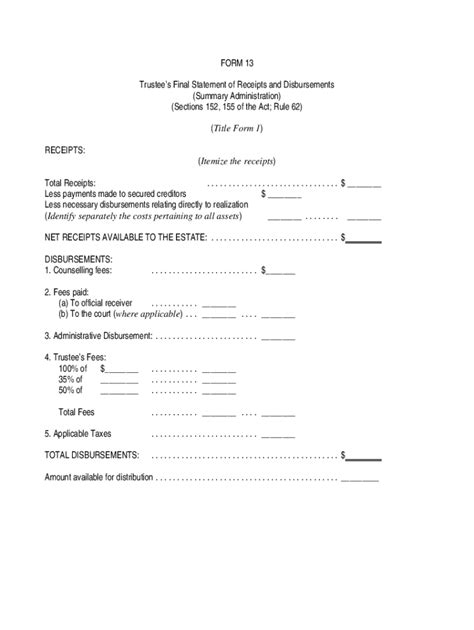 Fillable Online Form Trustee S Statement Of Receipts And