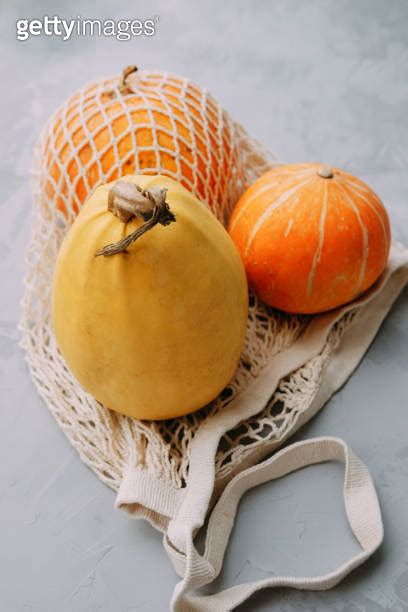 Mesh Shopping Bag With Vegetables Autumn Pumpkin Harvest