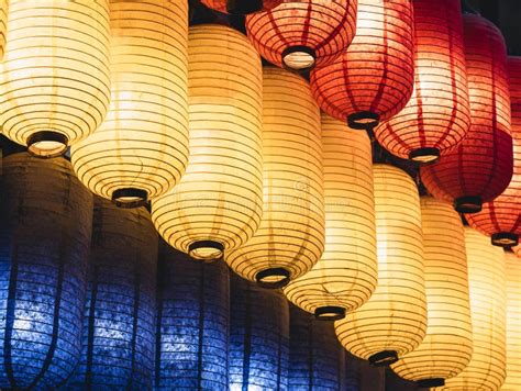 Colourful Japan Lantern Japanese Festival in Temple Stock Image - Image ...