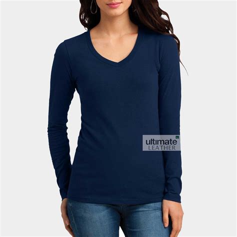 women's v neck t shirts | Blue Fleece T Shirt - Ultimate Leather