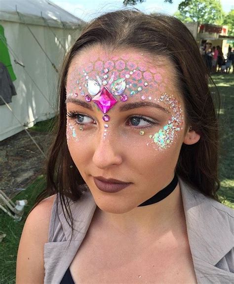 Mermaid Inspired Pink And White Festival Jewels And Facepaint Glitter