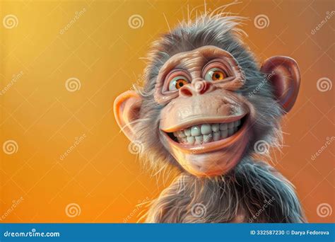 Adorable Close Up Of A Smiling Baby Chimpanzee With Expressive Eyes And