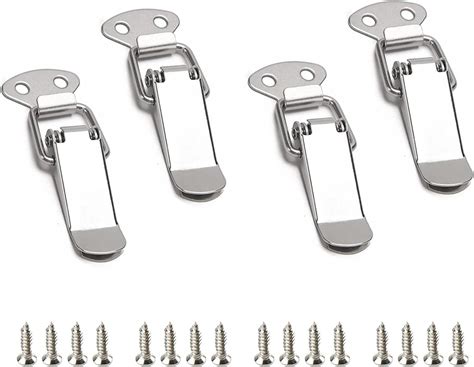 4 Pcs Stainless Steel Spring Loaded Toggle Catch Latch 72mm283inch Metal Clasp Lock Hasp