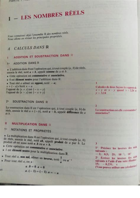 SOLUTION Math Matiques Classe De Seconde Les Nombres R Els Addition