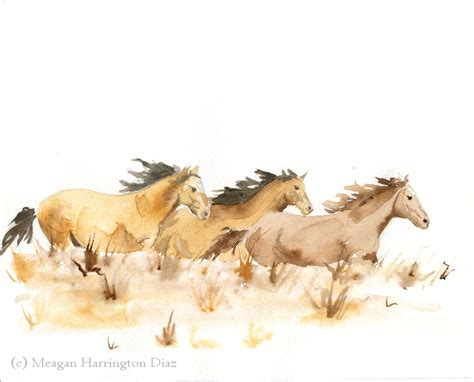 Horse Art Horses Running Watercolor Fine Art Print Animal