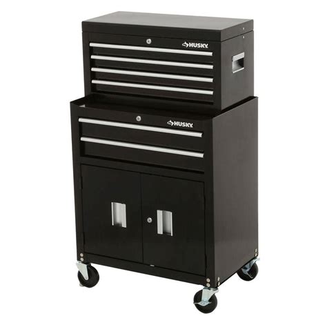 Husky In Drawer Tool Chest And Rolling Tool Cabinet Set Black C