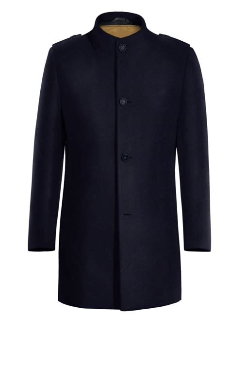 Manteau Col Officier Bleu