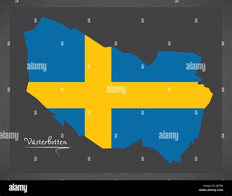 Vasterbotten Map Of Sweden With Swedish National Flag Illustration