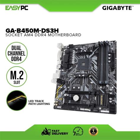 Easypc Gigabyte B450m Ds3h Socket Am4 Ddr4 Gaming Motherboard Rgb Fusion Support Pcie Nvme