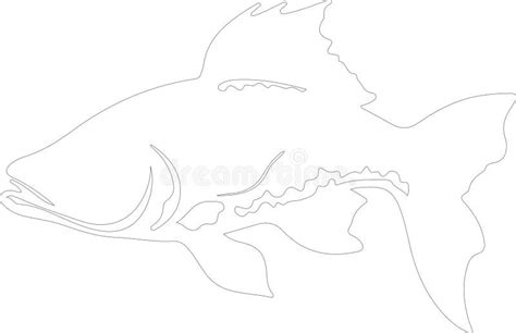 Coelacanth Outline Silhouette Generative Ai Stock Vector Illustration
