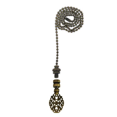 Ceiling Fan Pull Chain with Oval Filigree Finial - Antique Brass ...