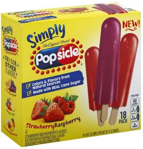 Popsicle Strawberry Raspberry, 18 Pack Ice Pops - 18 ea, Nutrition ...