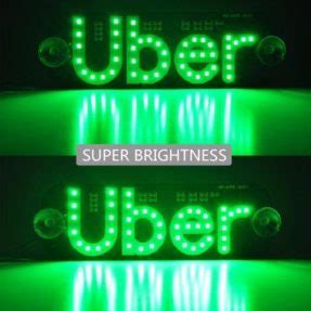 Green Uber LED Light Sign Taxi Lighted Window Sign USB Port Connect