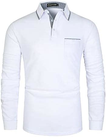 GHYUGR Poloshirt Herren Langarm Golf T Shirt Klassische Karierte Spleiß