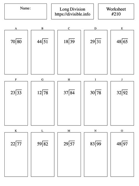 2 Digit Divided By 2 Digit Long Division Worksheet 210