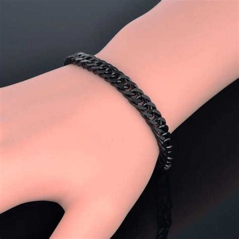 Jual Gelang Titanium Rantai Baja Black Pria Macho Gelang Tangan