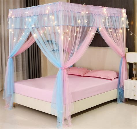 Amazon Mengersi Rainbow Canopy Bed Curtains With Lights Princess