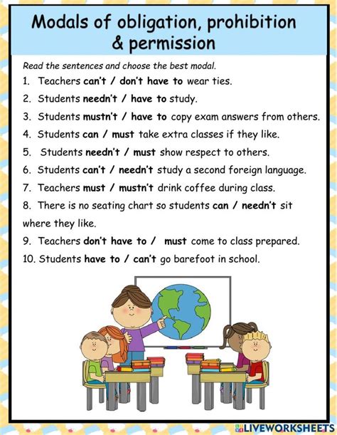 Modals Of Permission Obligation Prohibition Worksheet