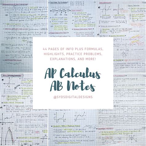 AP Calculus AB Notes With Practice Problems 40 Pages Etsy