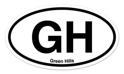 Gh Green Hills Oval Car Window Bumper Sticker Decal 5 X 3 Ebay