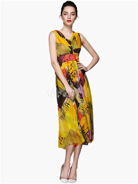 Maxikleid Rot Sommerkleider lang mit Print ärmellos Damenmode maxi