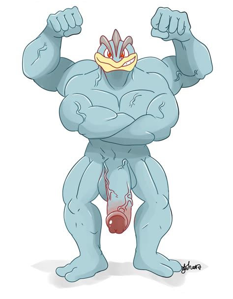 Rule 34 Anthro Arms Crossed Bara Barazoku Crossed Arms Grin Huge Cock Large Penis Machamp Male