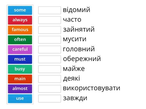 Match The Words And Their Translations Match Up