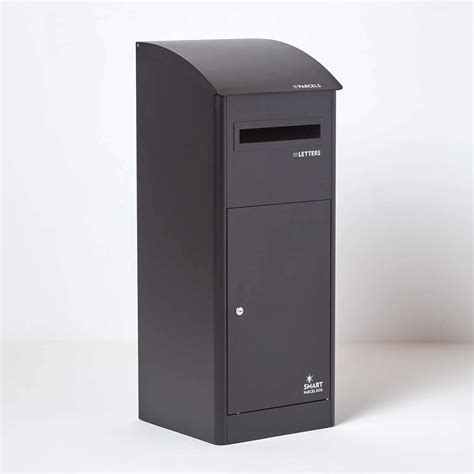 Extra Large Smart Parcel Box With Slanted Roof Top Black Strong Metal