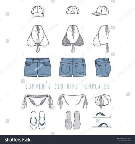 Vector Illustration Womens Beach Clothing Set Stock Vector (Royalty ...